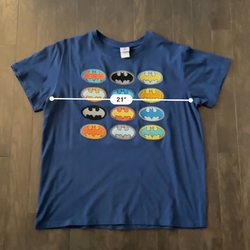 Batman DC Comics Embroidered Logos Blue XXL Men's Tee Shirt - Picture 6 of 6